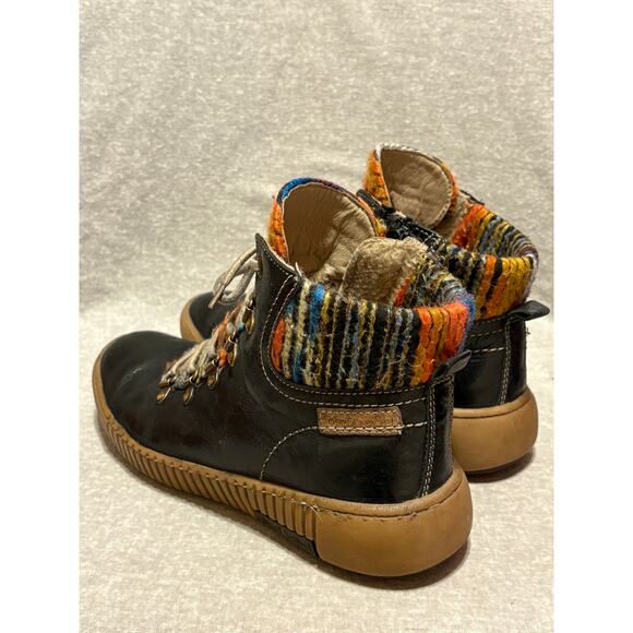 Josef Seibel 38 (US 7-7.5) Maren Leather Ankle Boot Wool Knit Shearling Lined - Picture 7 of 10